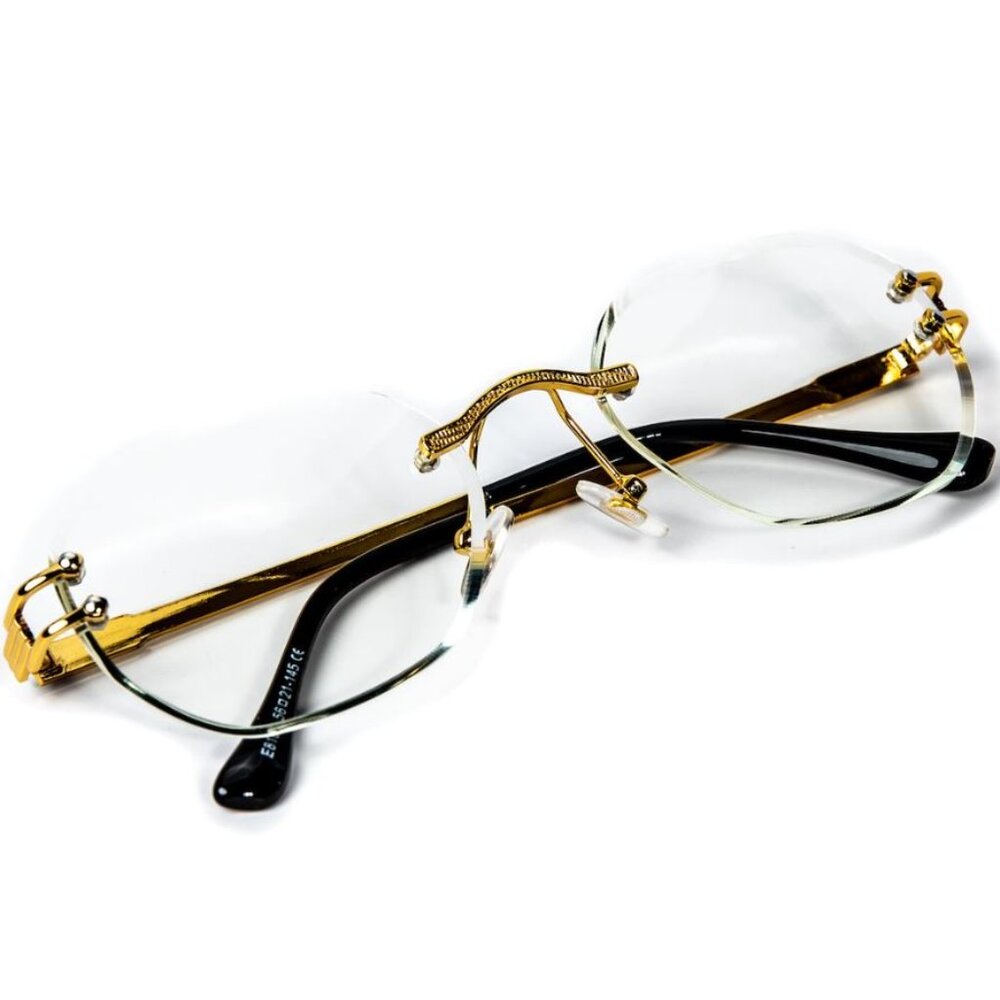 Men Women Sunglasses Clear Lens Rimless Luxury Retro Shades Gold Metal Lentes